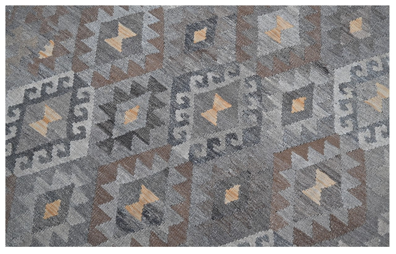 Tappeto Kilim Afghan Grigio Naturale, Fatto a mano, 237x171cm