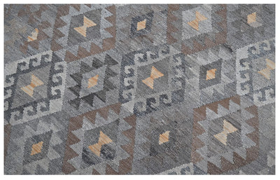 Tappeto Kilim Afghan Grigio Naturale, Fatto a mano, 237x171cm