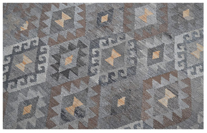 Tappeto Kilim Afghan Grigio Naturale, Fatto a mano, 237x171cm