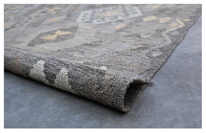 Tappeto Kilim Afghan Grigio Naturale, Fatto a mano, 237x171cm
