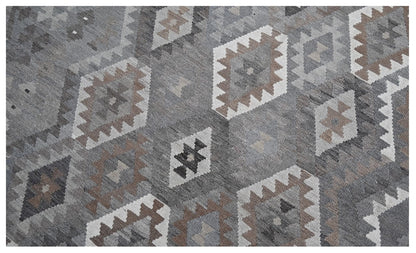 Tappeto Kilim Afghan Grigio Naturale, Fatto a mano, 302x203cm