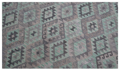Tappeto Kilim Afghan Verde Naturale, Fatto a mano, 281x249cm - CarpetLiving