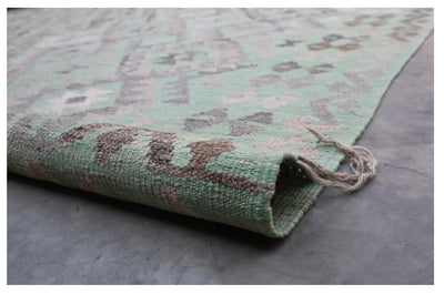 Tappeto Kilim Afghan Verde Naturale, Fatto a mano, 281x249cm - CarpetLiving