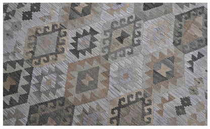 Tappeto Kilim Afghan Grigio Naturale, Fatto a mano, 255x181cm