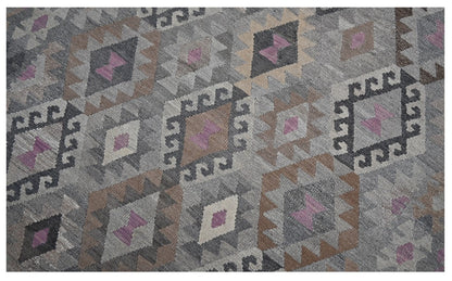 Tappeto Kilim Afghan Grigio Naturale, Fatto a mano, 240x168cm