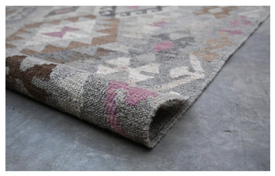 Tappeto Kilim Afghan Grigio Naturale, Fatto a mano, 240x168cm - CarpetLiving