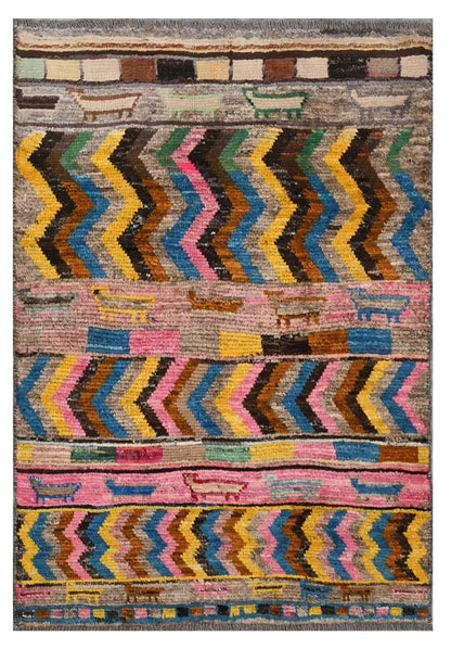 Handmade Tribal Multicolour Wool Rug 118_83 cm