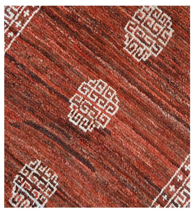 Tappeto tribale arancione in lana, fatto a mano, 132x65 cm - CarpetLiving