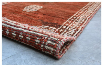 Tappeto tribale arancione in lana, fatto a mano, 132x65 cm - CarpetLiving