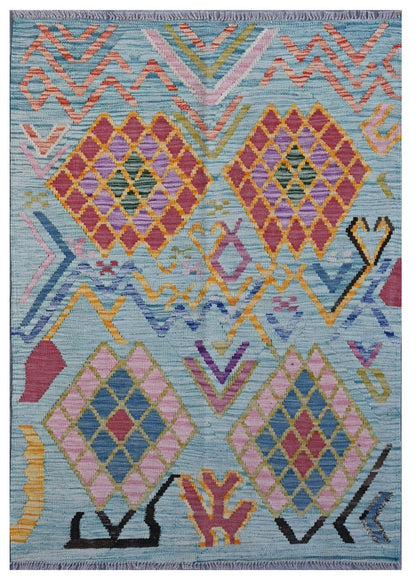 Taimany - Multicolor Tribal Wool Kilim Rug - Hand-Woven 143x104cm