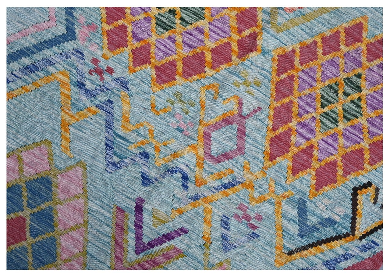 Taimany - Multicolor Tribal Wool Kilim Rug - Hand-Woven 143x104cm