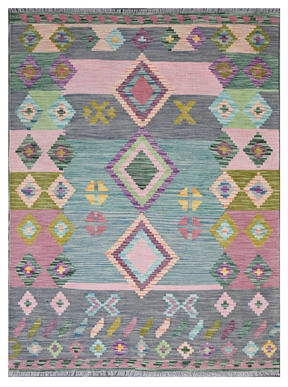 Taimany - Multicolor Tribal Wool Kilim Rug - Hand-Woven 174x131cm