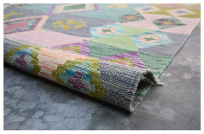 Taimany - Kilim Tribale in Lana Multicolore - Tappeto Fatto a Mano 174x131cm