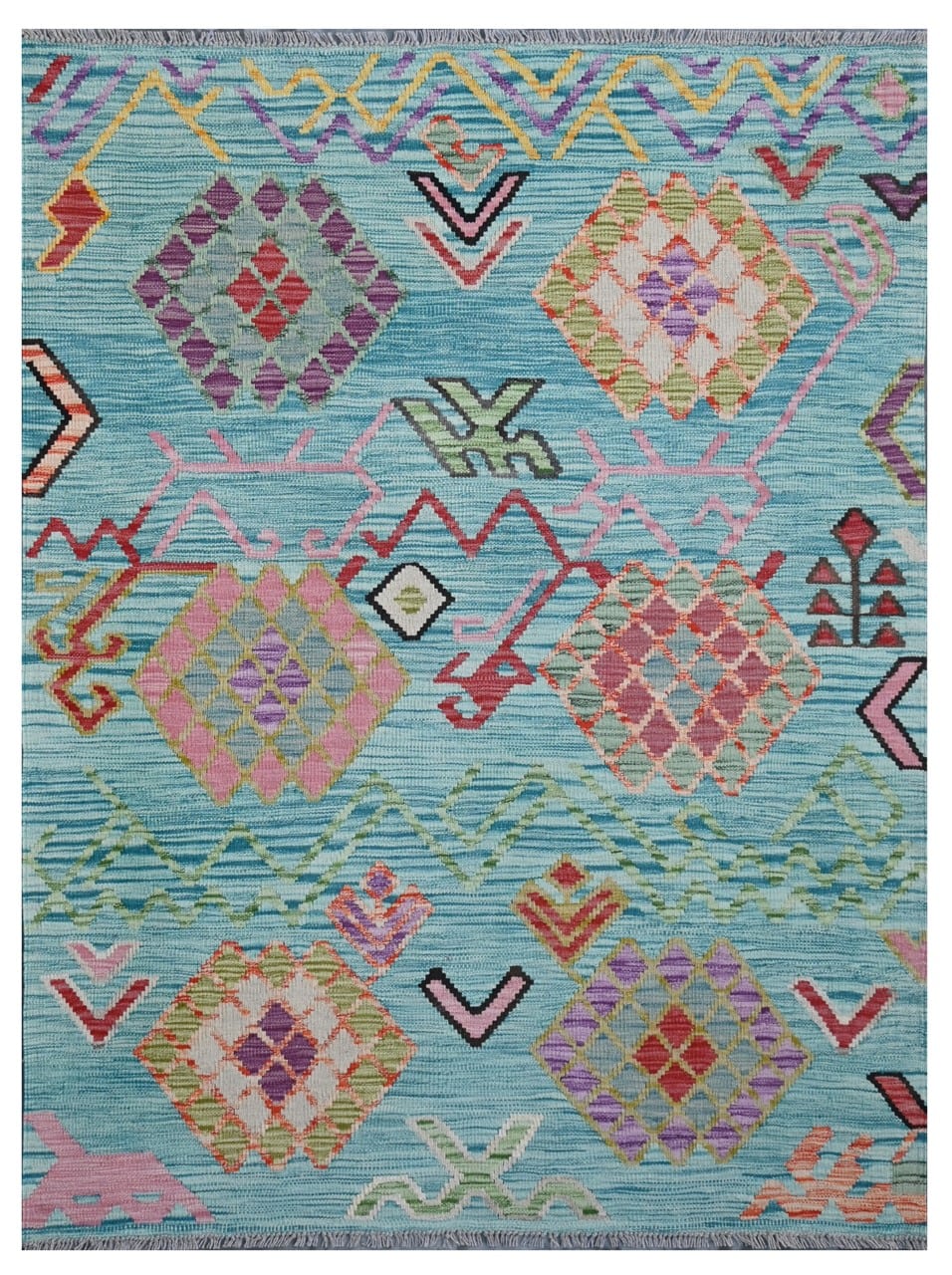 Taimany - Multicolor Tribal Wool Kilim Rug - Hand-Woven 177x133cm