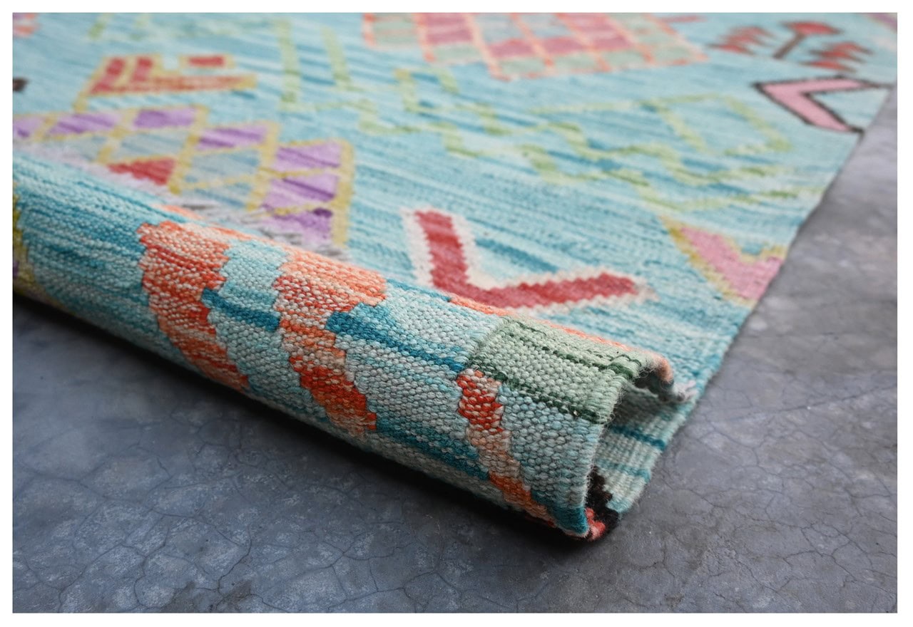 Taimany - Multicolor Tribal Wool Kilim Rug - Hand-Woven 177x133cm