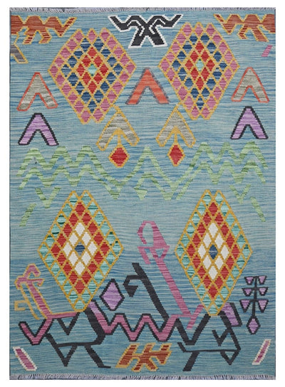 Taimany - Kilim Tribale in Lana Multicolore - Tappeto Fatto a Mano 175x127cm