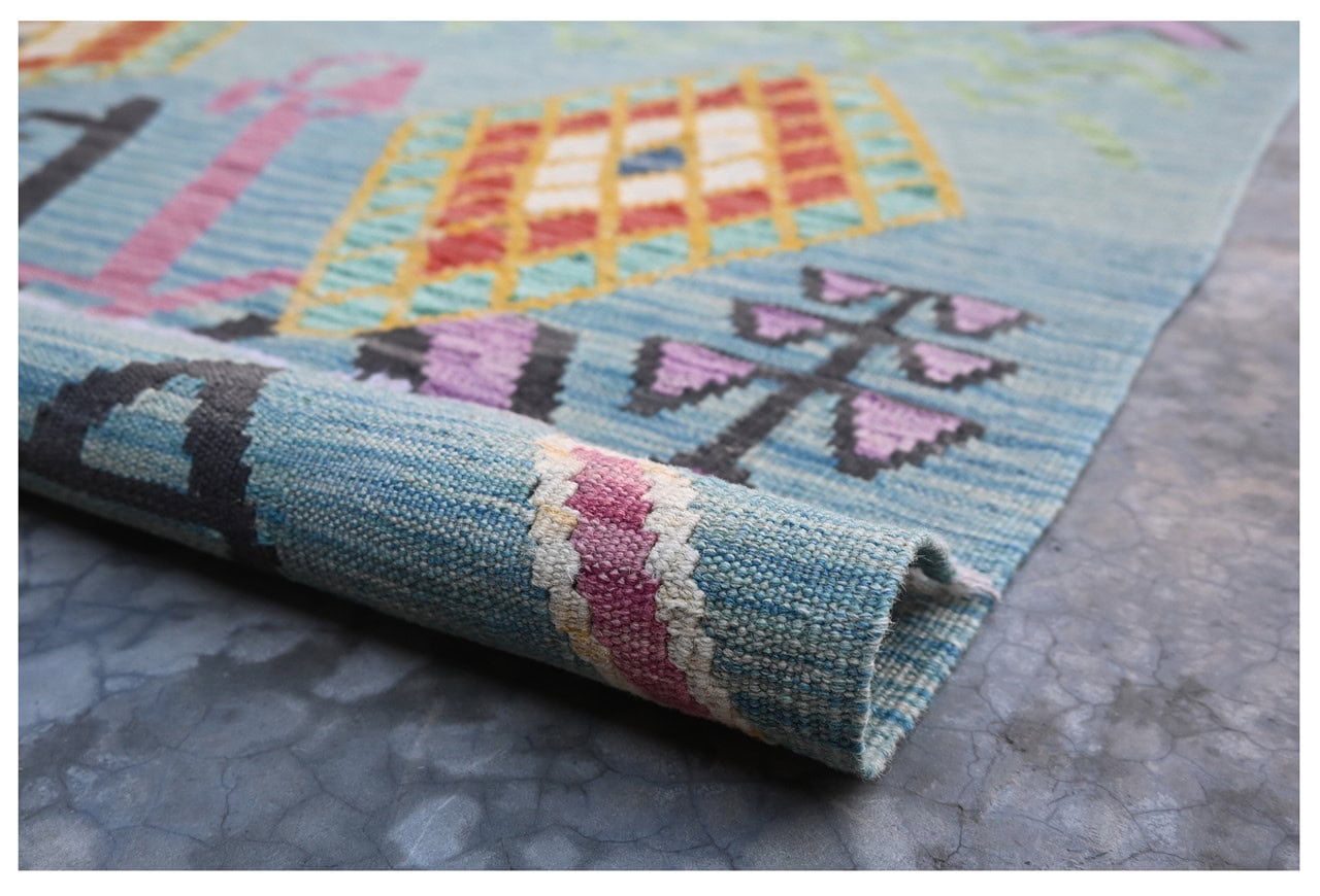 Taimany - Multicolor Tribal Wool Kilim Rug - Hand-Woven 175x127cm