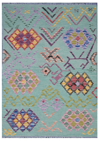 Taimany - Multicolor Tribal Wool Kilim Rug - Hand-Woven 177x125cm