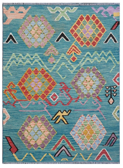 Taimany - Multicolor Tribal Wool Kilim Rug - Hand-Woven 175x127cm