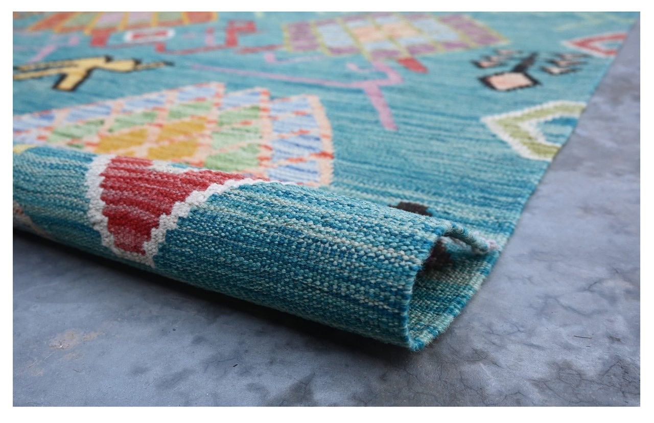 Taimany - Multicolor Tribal Wool Kilim Rug - Hand-Woven 175x127cm