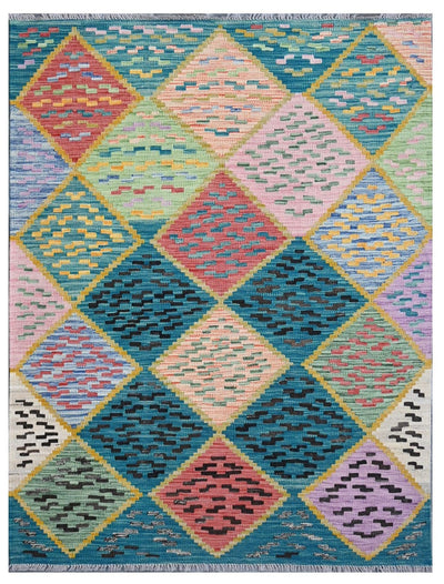 Taimany - Kilim Tribale in Lana Multicolore - Tappeto Fatto a Mano 172x125cm - CarpetLiving