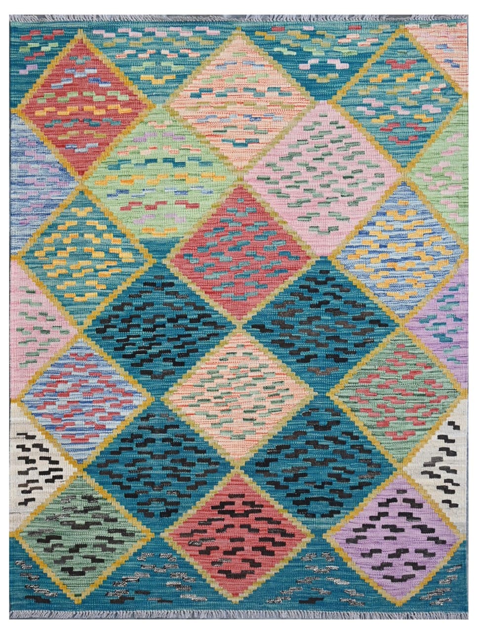 Taimany - Multicolor Tribal Wool Kilim Rug - Hand-Woven 172x125cm