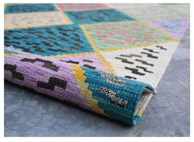 Taimany - Kilim Tribale in Lana Multicolore - Tappeto Fatto a Mano 172x125cm - CarpetLiving