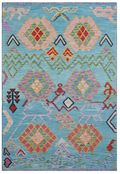 Taimany - Kilim Tribale in Lana Multicolore - Tappeto Fatto a Mano 191x129cm - CarpetLiving