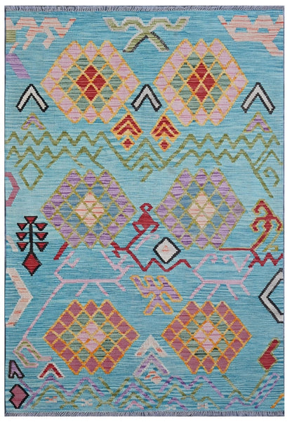 Taimany - Multicolor Tribal Wool Kilim Rug - Hand-Woven 191x129cm