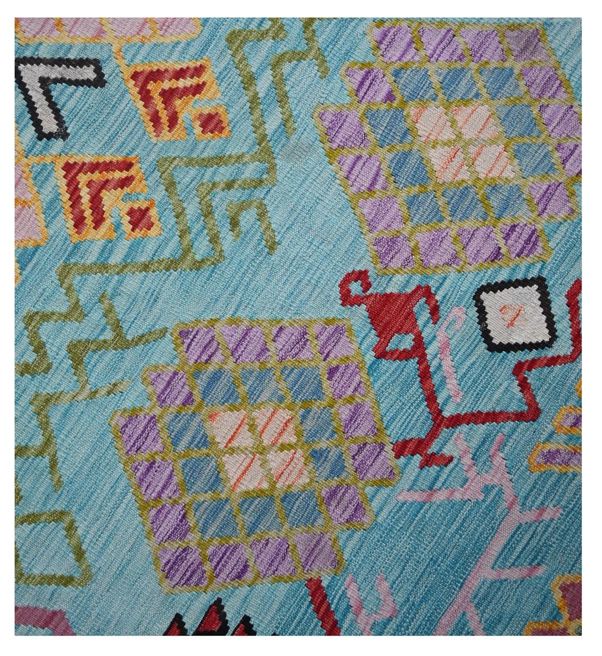 Taimany - Multicolor Tribal Wool Kilim Rug - Hand-Woven 191x129cm