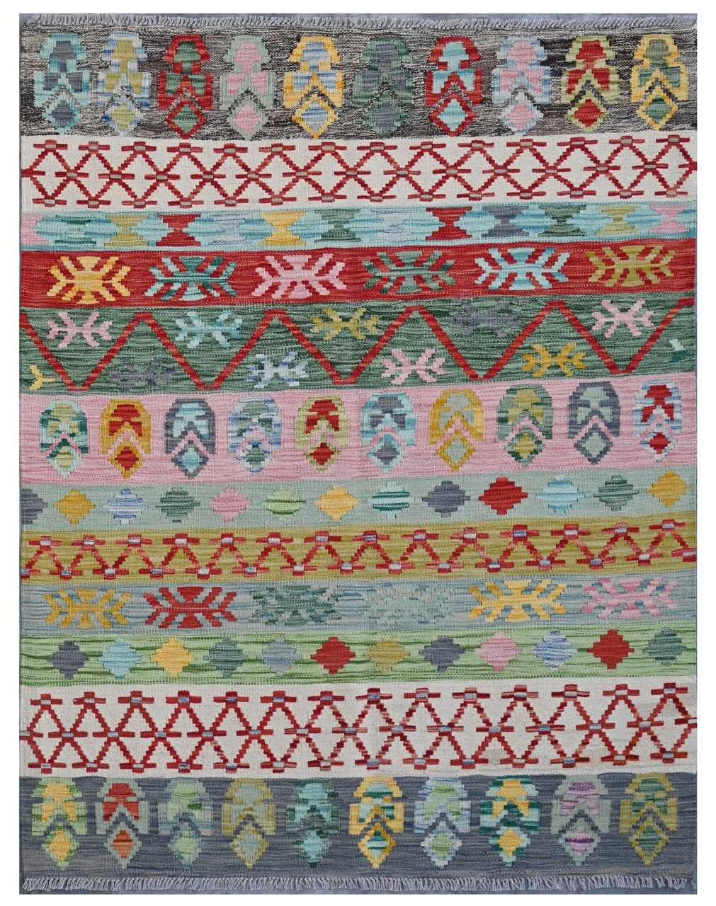 Taimany - Multicolor Tribal Wool Kilim Rug - Hand-Woven 170x128cm