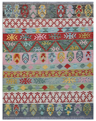 Taimany - Kilim Tribale in Lana Multicolore - Tappeto Fatto a Mano 170x128cm