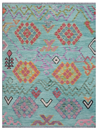 Taimany - Multicolor Tribal Wool Kilim Rug - Hand-Woven 172x128cm