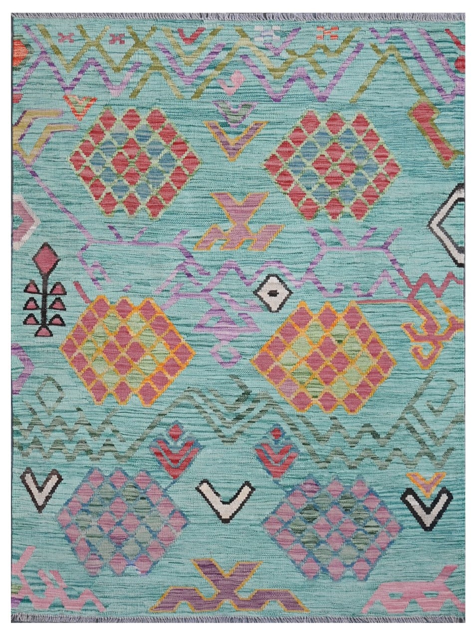 Taimany - Multicolor Tribal Wool Kilim Rug - Hand-Woven 172x128cm