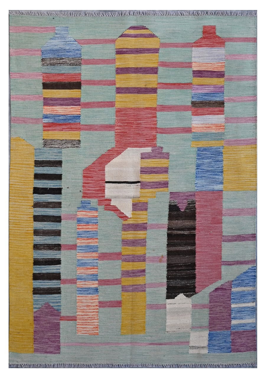 Taimany - Multicolor Tribal Wool Kilim Rug - Hand-Woven 175x120cm