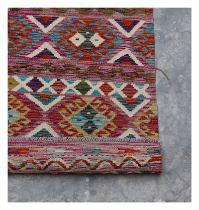 Tappeto Kilim Kaudani Afghan fatto a mano multicolore 359x249cm