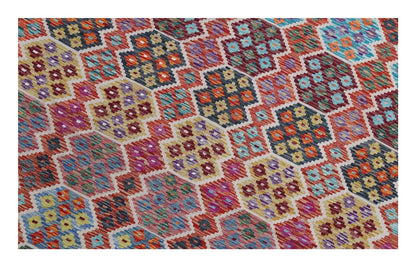 Tappeto Kilim Kaudani Afghan fatto a mano multicolore 348x256cm