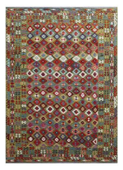 Tappeto Kilim Kaudani Afghan fatto a mano multicolore 343x253cm