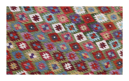 Tappeto Kilim Kaudani Afghan fatto a mano multicolore 343x253cm