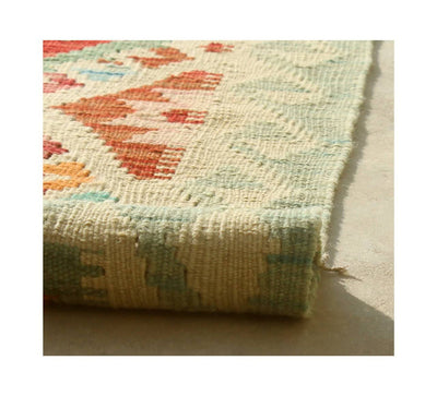 Tappeto Kilim Kaudani Afghan fatto a mano multicolore 304x202cm