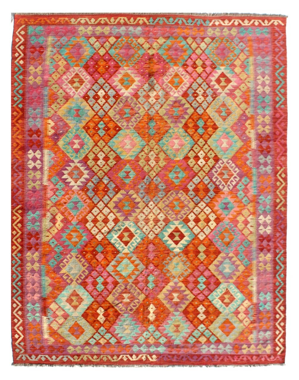 Tappeto Kilim Kaudani Afghan fatto a mano multicolore 296x204cm