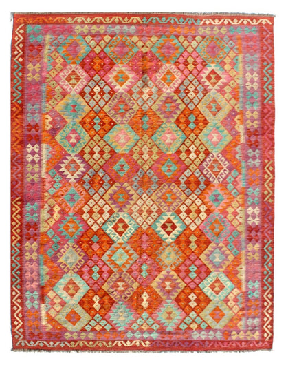 Tappeto Kilim Kaudani Afghan fatto a mano multicolore 296x204cm