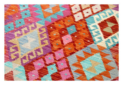 Tappeto Kilim Kaudani Afghan fatto a mano multicolore 296x204cm
