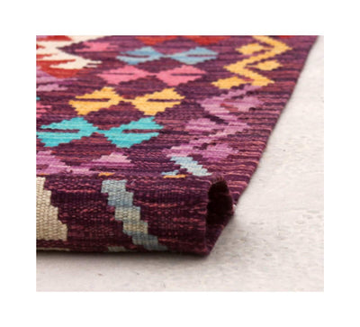 Tappeto Kilim Kaudani Afghan fatto a mano multicolore 296x204cm