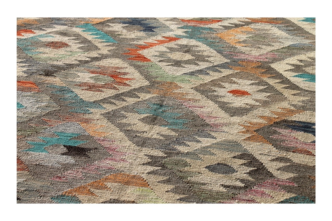Tappeto Kilim Kaudani Afghan fatto a mano multicolore 301x202cm