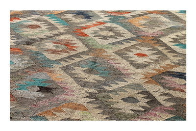 Tappeto Kilim Kaudani Afghan fatto a mano multicolore 301x202cm