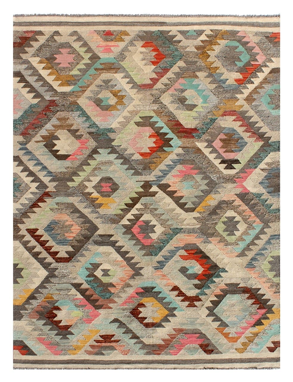 Tappeto Kilim Kaudani Afghan fatto a mano multicolore 300x200cm