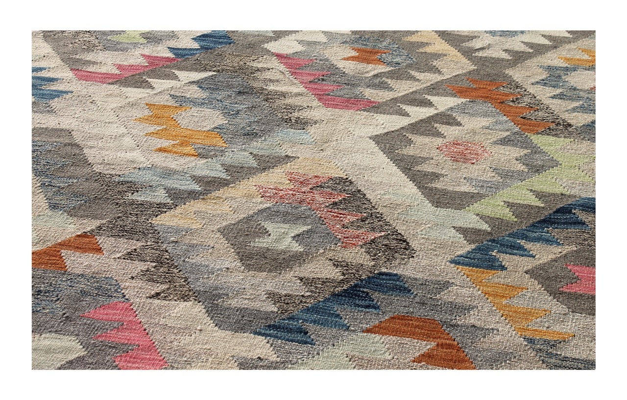 Tappeto Kilim Kaudani Afghan fatto a mano multicolore 302x198cm
