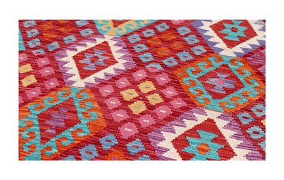 Tappeto Kilim Kaudani Afghan fatto a mano multicolore 297x206cm