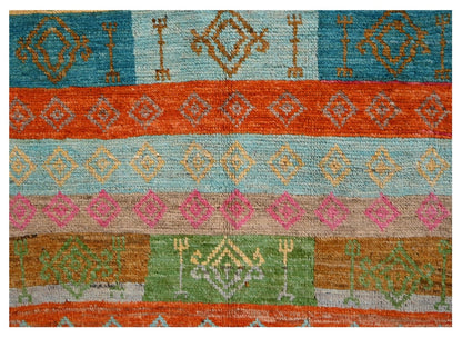 Tappeto tribale colorato in lana, fatto a mano, 145x91 cm